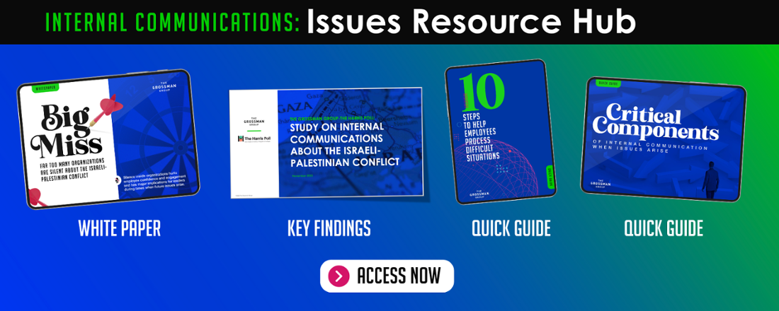 Click to access the internal communications issues resource hub and research study